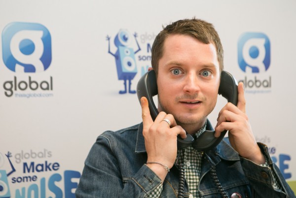 Elijah Wood answers the phones during Global's Make Some Noise Charity Day at Global Radio station in Leicester Square, London.