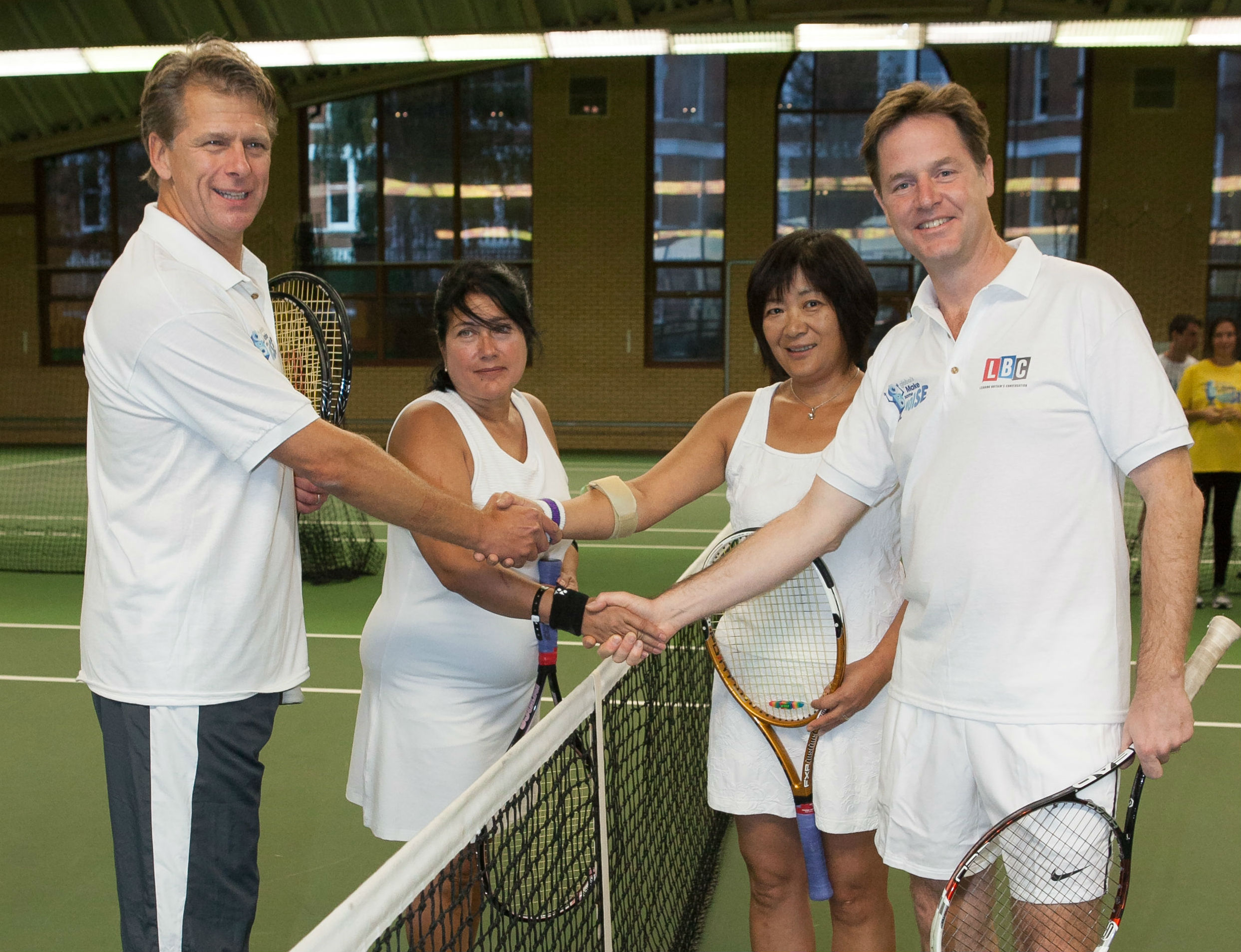 Nick Clegg defeated by Andrew Castle in Global's Make Some Noise tennis match!